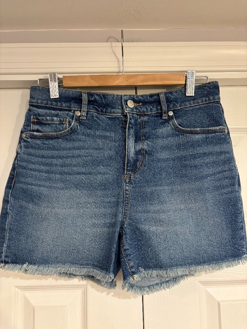 LOFT Dark Blue High-Rise Denim Cutoff Shorts